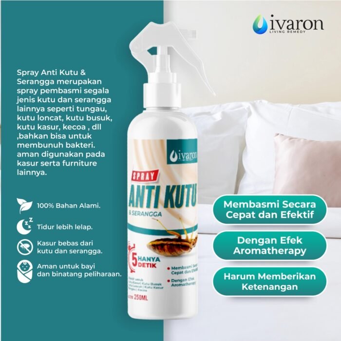 IVARON Pembasmi Kutu Kasur Obat Anti Kutu Semprotan Pembasmi Tungau Obat Kutu Busuk - 250ml - Image 3