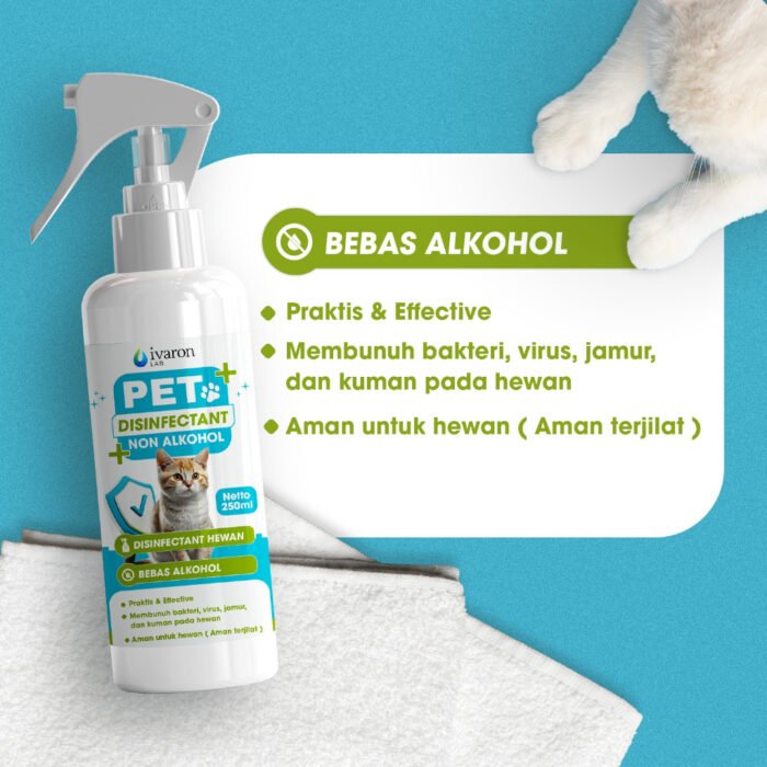 IVARON Disinfektan Kucing & Anjing 250ml – Aman Dijilat, Basmi Virus, Bakteri & Kutu Kandang - Image 4