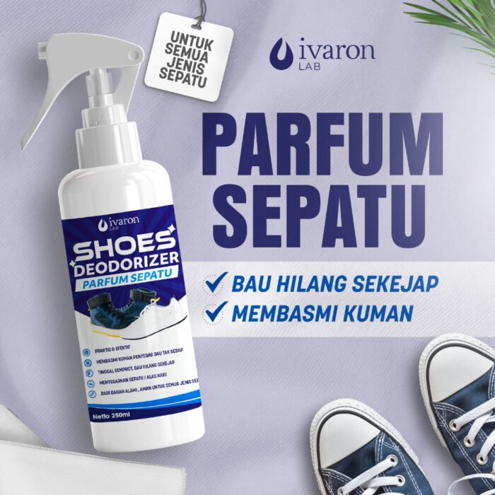 IVARON Parfum Sepatu Shoes Deodorizer Anti Bau Dan Bakteri Penghilang Kaki Pewangi Sepatu Foot Spray 250ml - Image 2