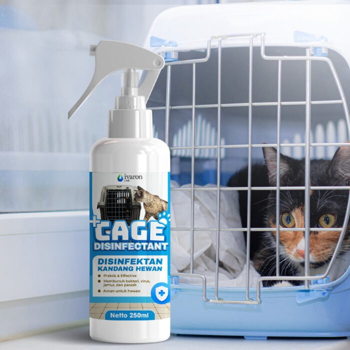 IVARON Disinfektan Kandang Kucing Anjing Penghilang Bau Kotoran Kucing Pet Cage Odor Remover Spray 250ml - Image 5